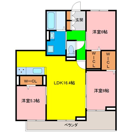 佐古駅 徒歩18分 1階の物件間取画像